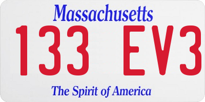 MA license plate 133EV3
