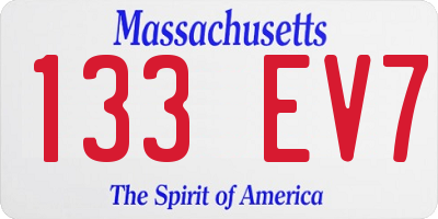MA license plate 133EV7