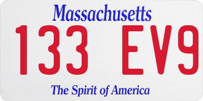 MA license plate 133EV9