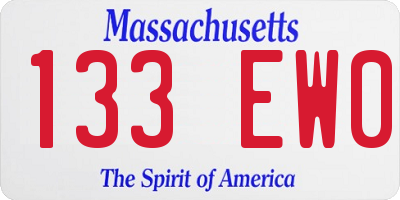 MA license plate 133EW0