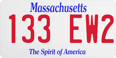 MA license plate 133EW2