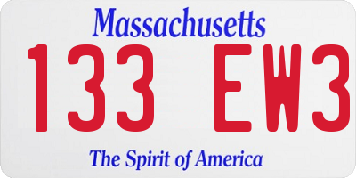 MA license plate 133EW3