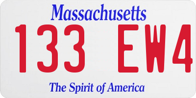 MA license plate 133EW4