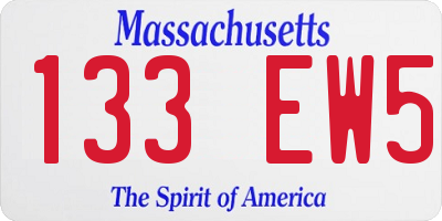 MA license plate 133EW5
