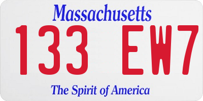 MA license plate 133EW7