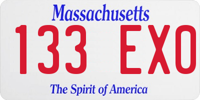 MA license plate 133EX0