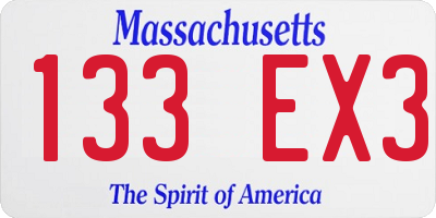 MA license plate 133EX3