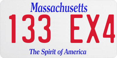 MA license plate 133EX4