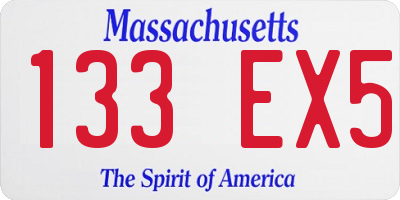 MA license plate 133EX5