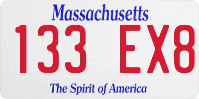 MA license plate 133EX8
