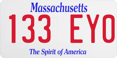 MA license plate 133EY0