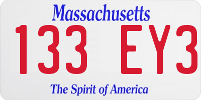 MA license plate 133EY3