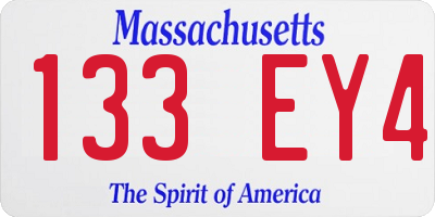MA license plate 133EY4