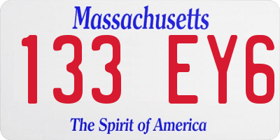 MA license plate 133EY6
