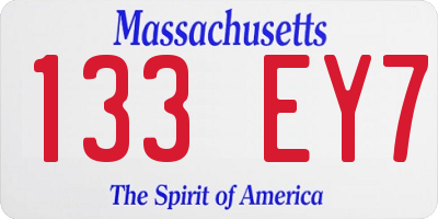 MA license plate 133EY7