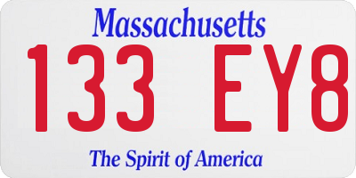 MA license plate 133EY8