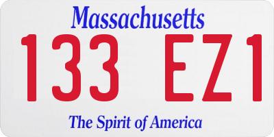 MA license plate 133EZ1