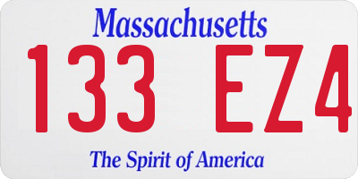 MA license plate 133EZ4