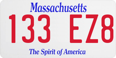 MA license plate 133EZ8