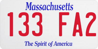 MA license plate 133FA2