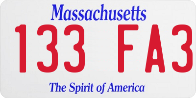 MA license plate 133FA3