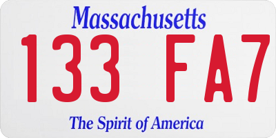 MA license plate 133FA7