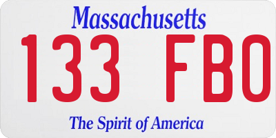 MA license plate 133FB0