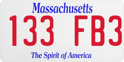 MA license plate 133FB3