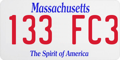 MA license plate 133FC3