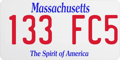 MA license plate 133FC5