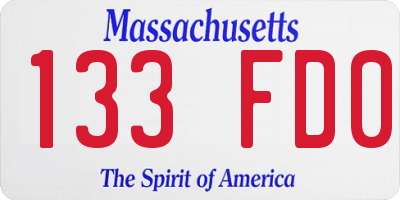 MA license plate 133FD0