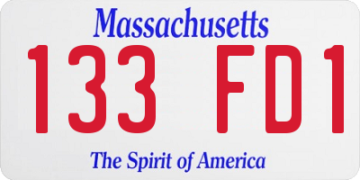 MA license plate 133FD1