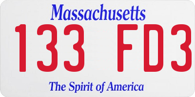 MA license plate 133FD3