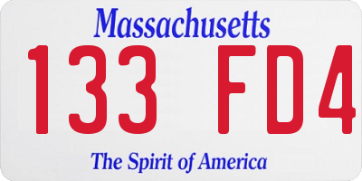 MA license plate 133FD4