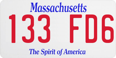 MA license plate 133FD6