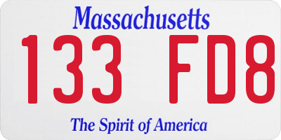 MA license plate 133FD8