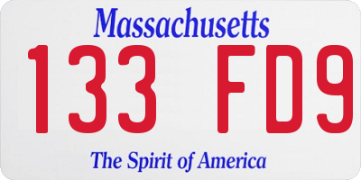 MA license plate 133FD9