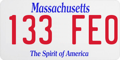 MA license plate 133FE0