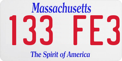 MA license plate 133FE3