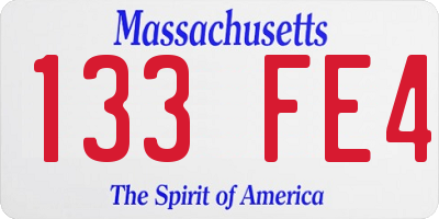MA license plate 133FE4