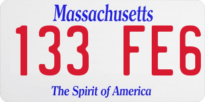 MA license plate 133FE6