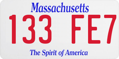 MA license plate 133FE7