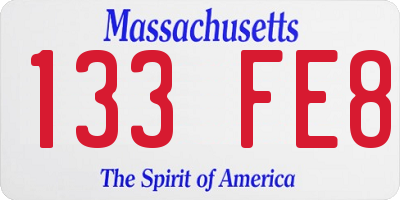 MA license plate 133FE8