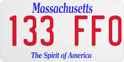 MA license plate 133FF0
