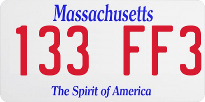 MA license plate 133FF3
