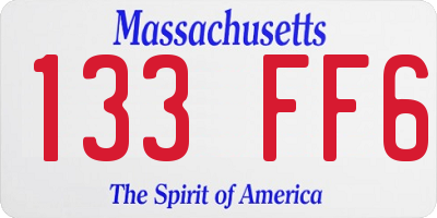 MA license plate 133FF6