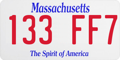MA license plate 133FF7