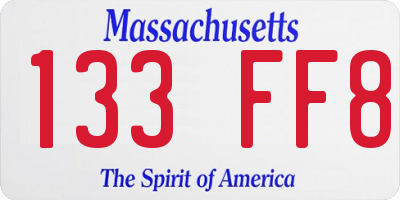 MA license plate 133FF8