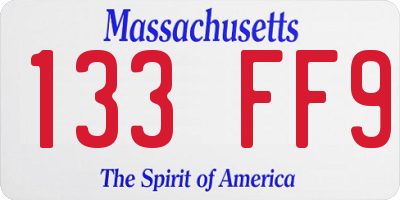 MA license plate 133FF9