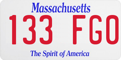 MA license plate 133FG0